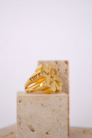 Anillo “LUCK” de Bronce – Trébol de Cuatro Hojas